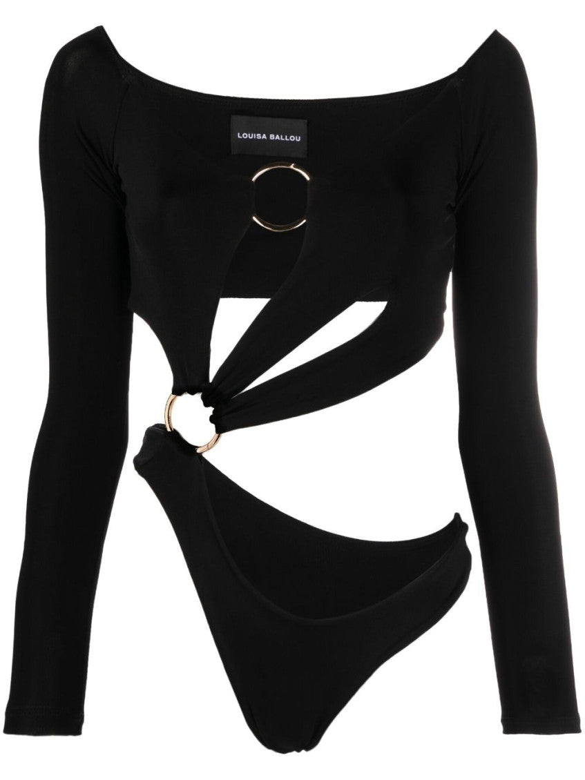 Black Long Sleeve Cut-out Bodysuit 1