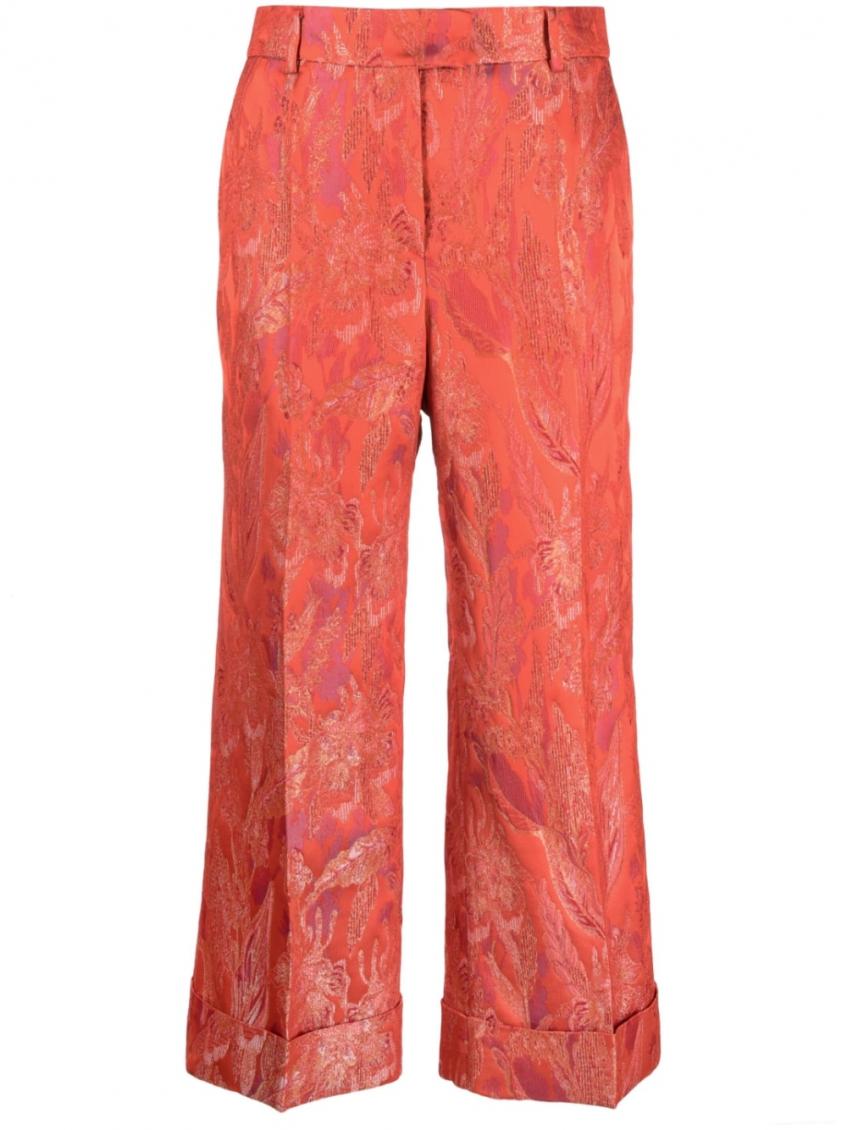 Red Floral Print Trousers 1