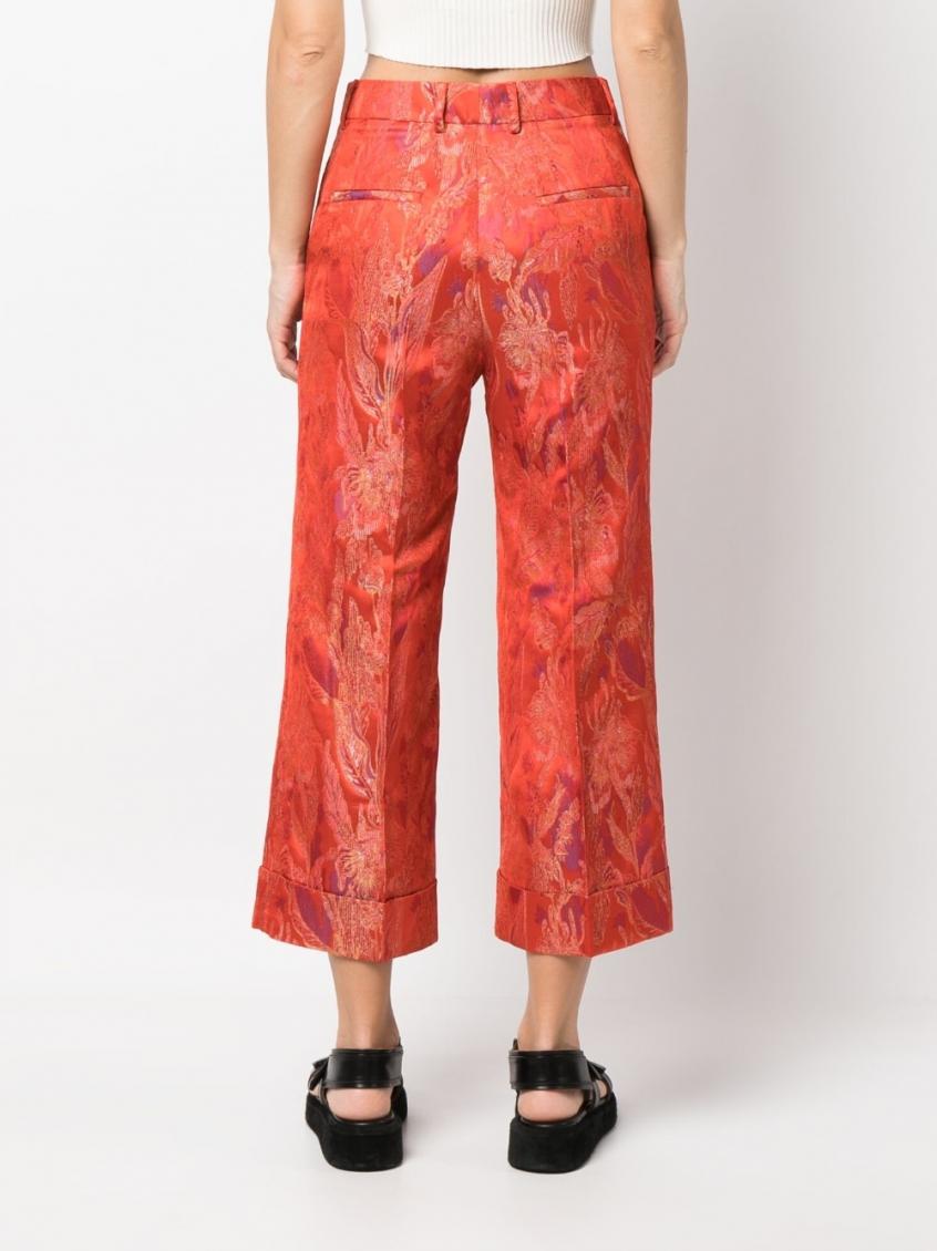 Red Floral Print Trousers 3