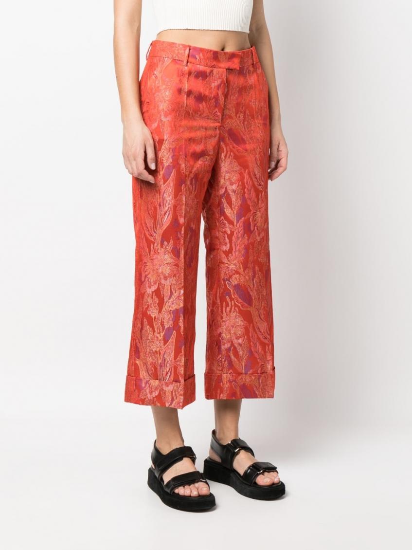 Red Floral Print Trousers 5