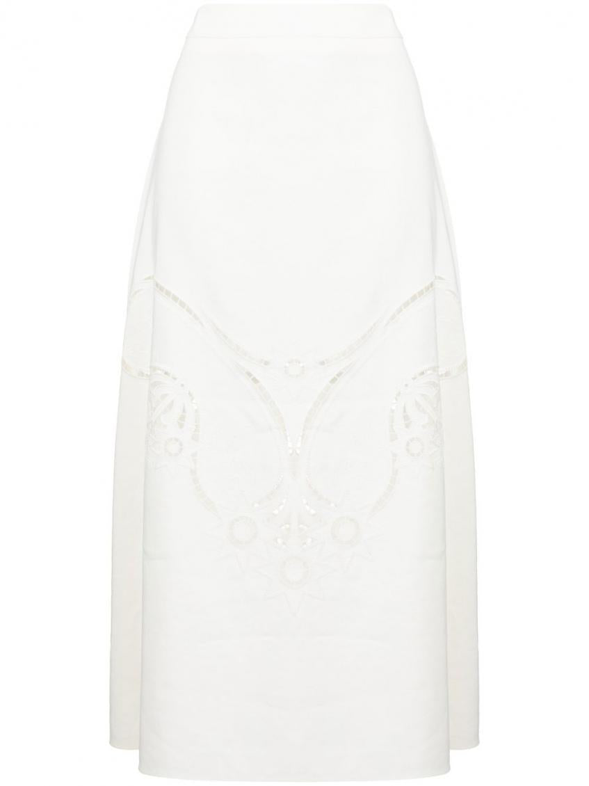 White Embroidered Midi Skirt 1