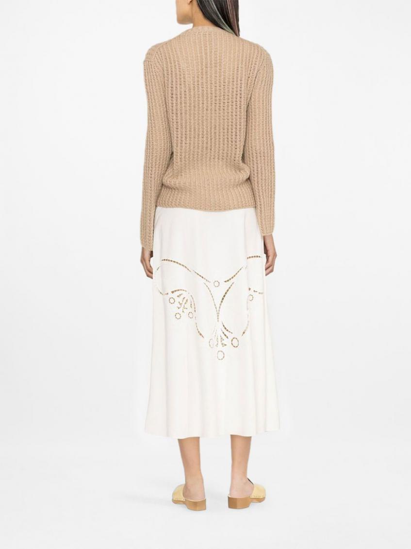 White Embroidered Midi Skirt 3