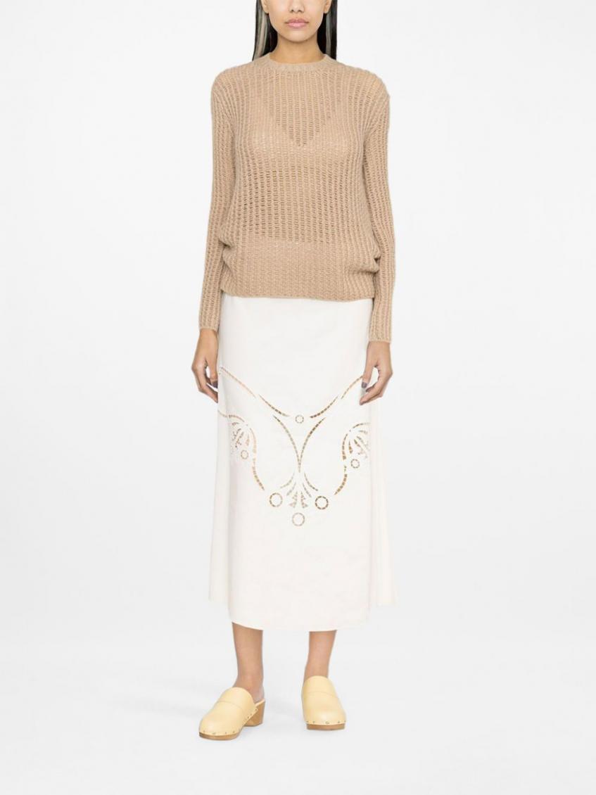 White Embroidered Midi Skirt 4