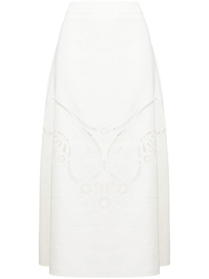 White Embroidered Midi Skirt 5