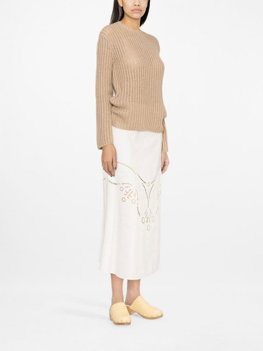 White Embroidered Midi Skirt 6
