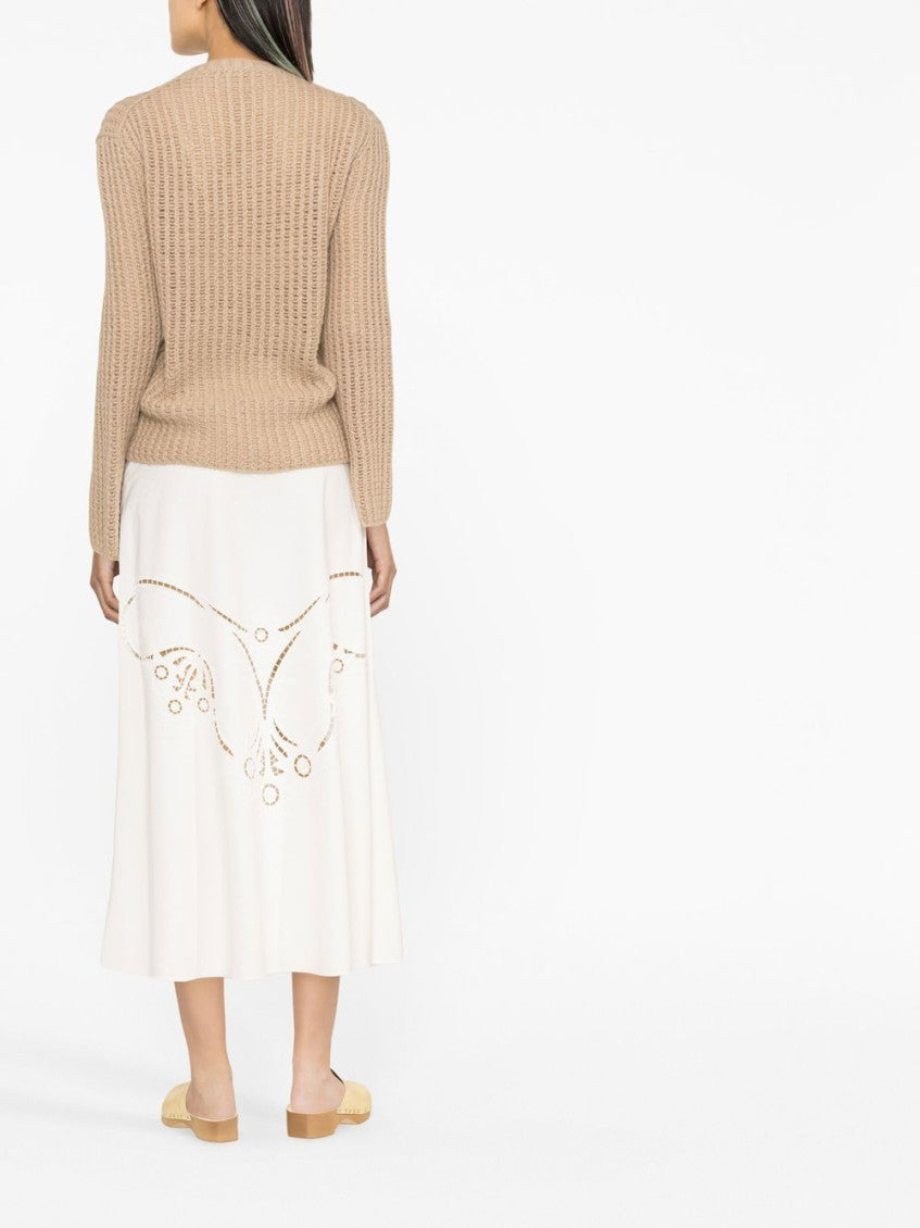 White Embroidered Midi Skirt 7