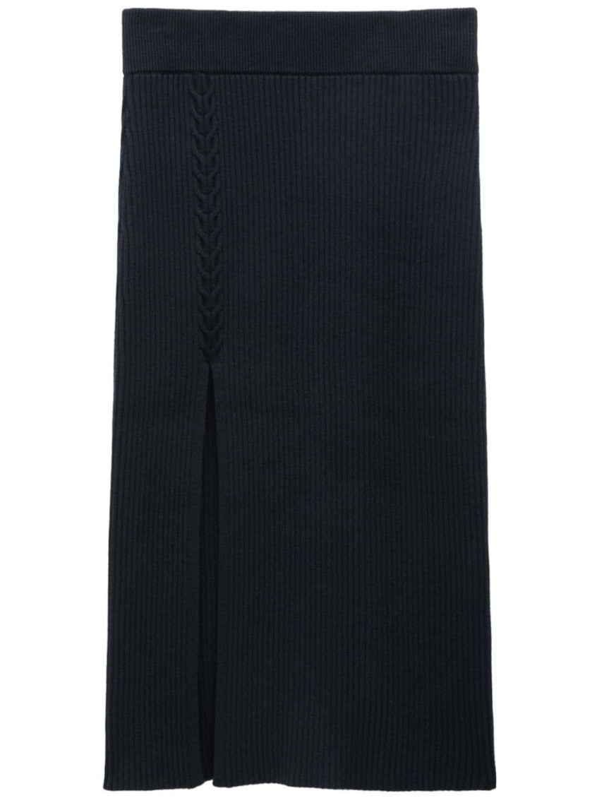 Black Cable Knit Asymmetrical Skirt 1