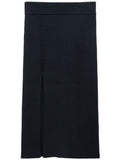 Black Cable Knit Asymmetrical Skirt 1