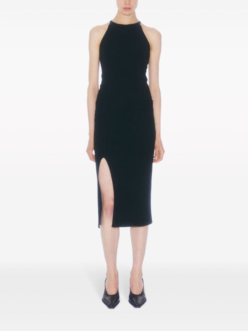 Black Cable Knit Asymmetrical Skirt 3