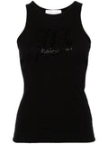 Black Logo Ribbed Cotton Tank Top 1