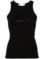 Black Logo Ribbed Cotton Tank Top 1