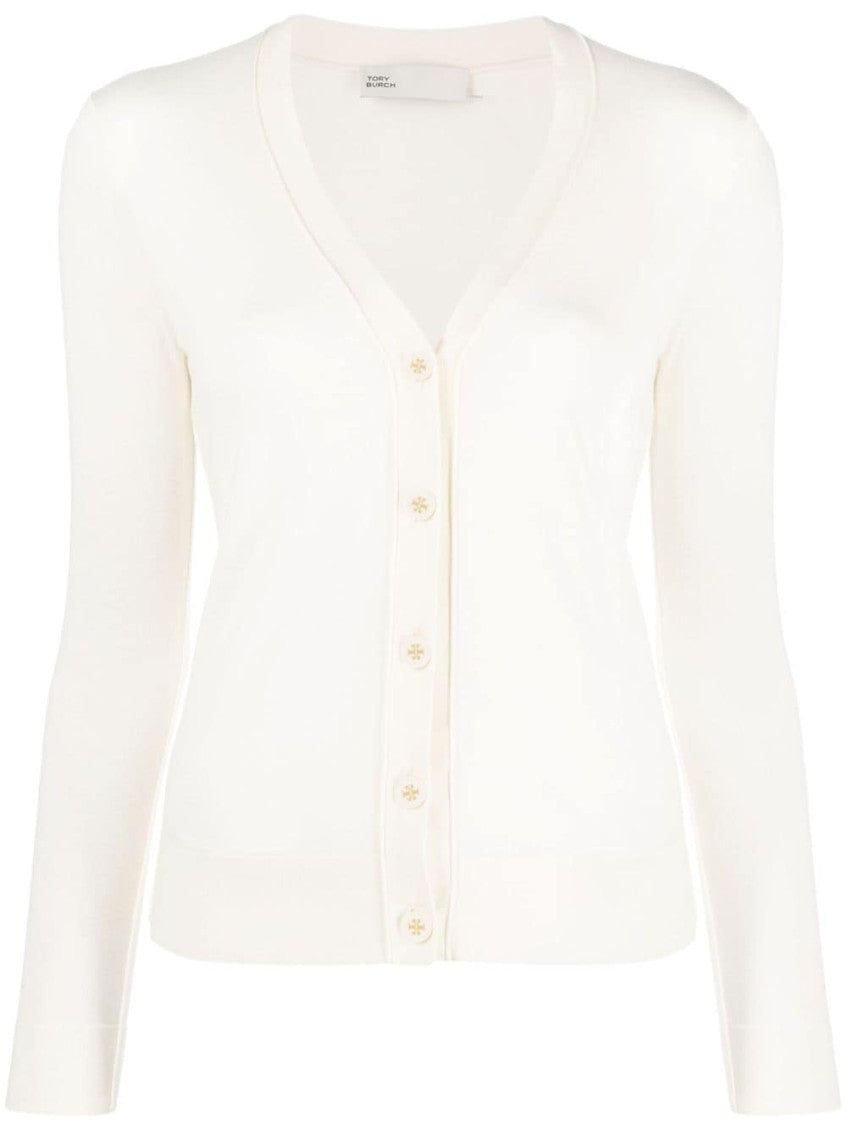 White Wool And Silk Blend Cardigan 1