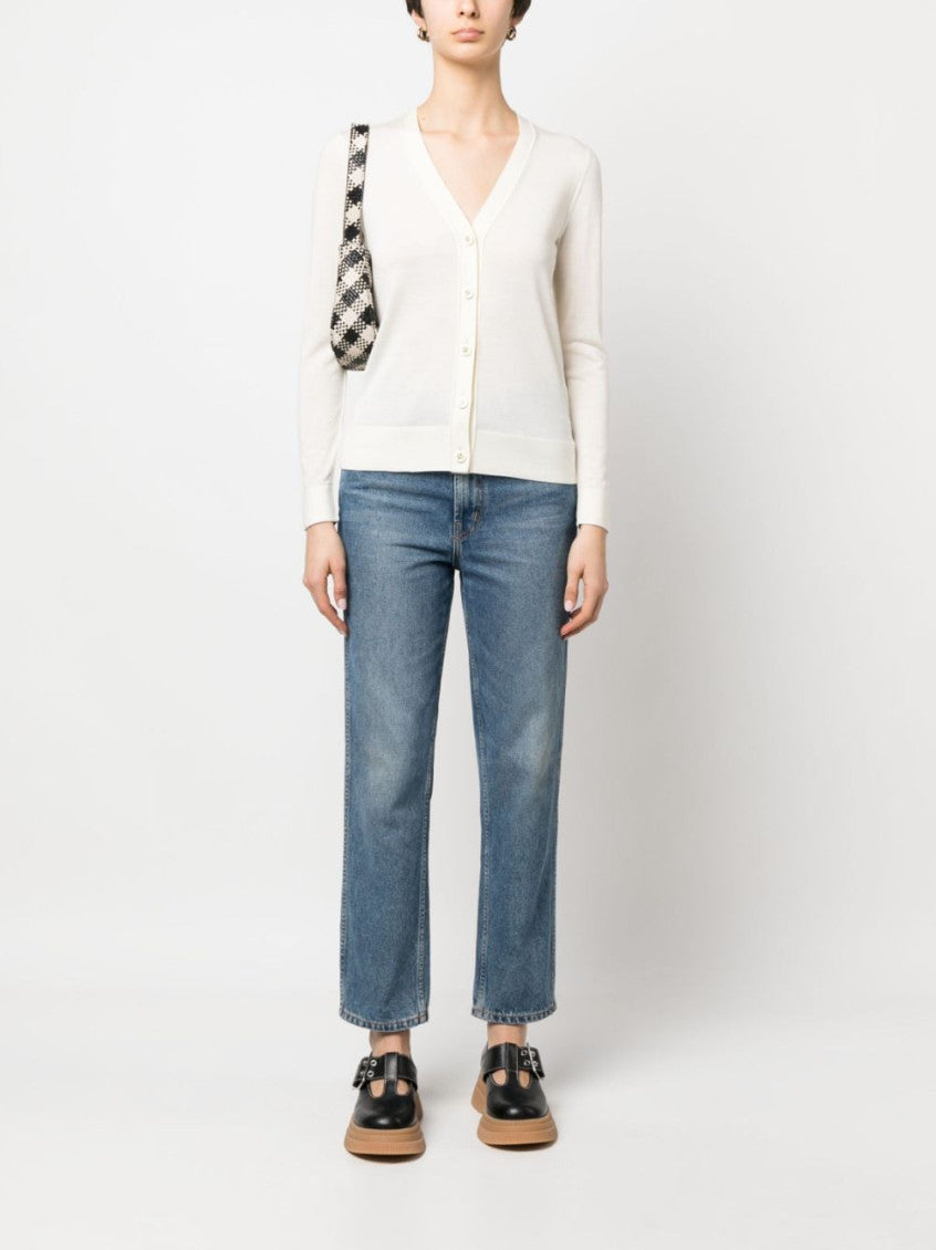 White Wool And Silk Blend Cardigan 5