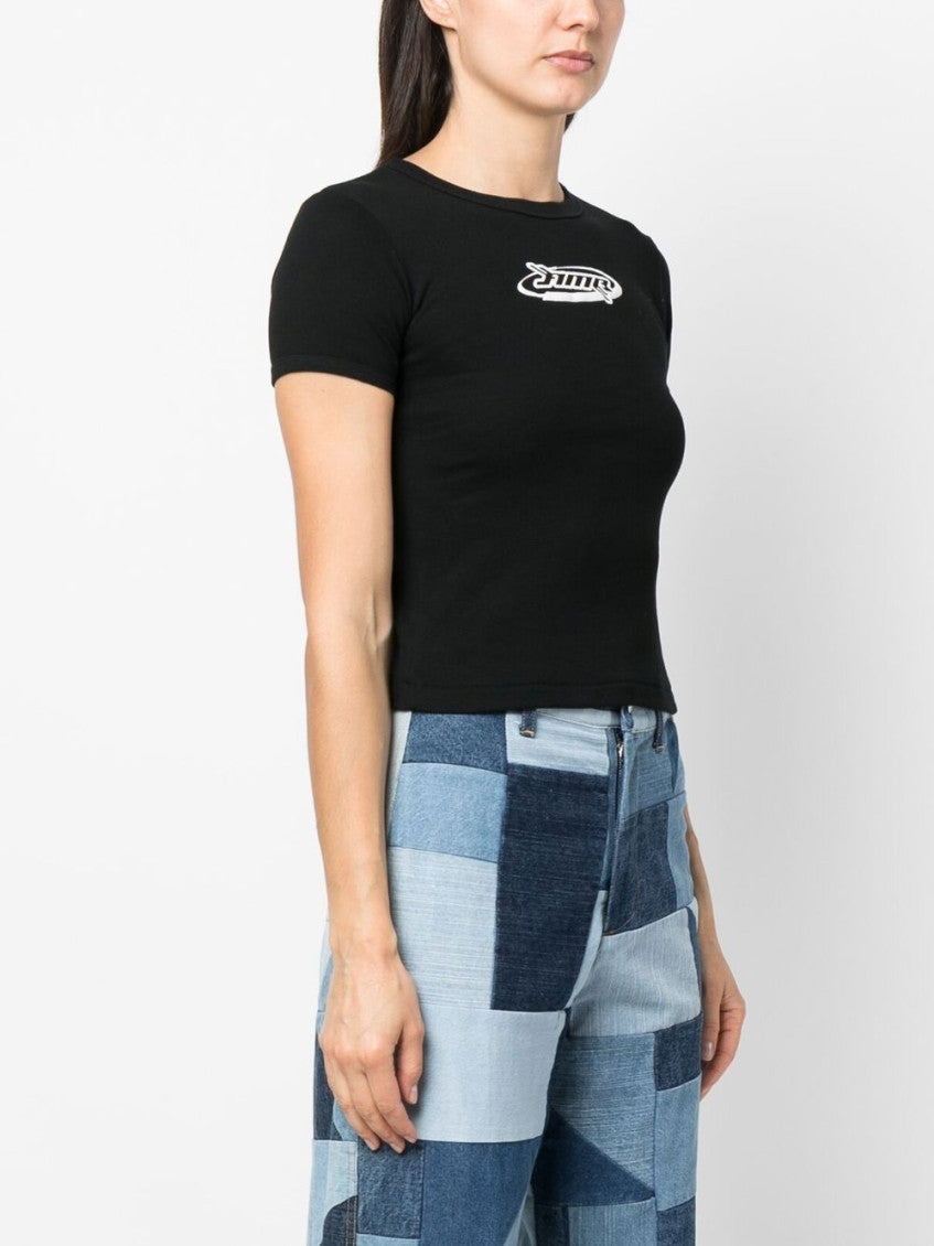 Black Logo Cotton T-shirt 4
