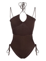 Brown Cut-out Knitted Bodysuit 1