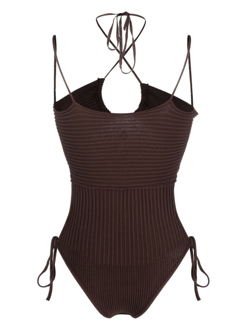 Brown Cut-out Knitted Bodysuit 3