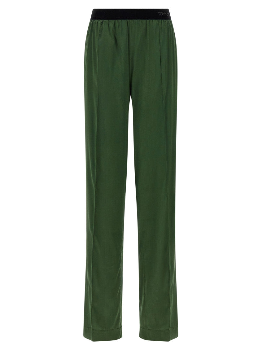 Green Silk pants 1
