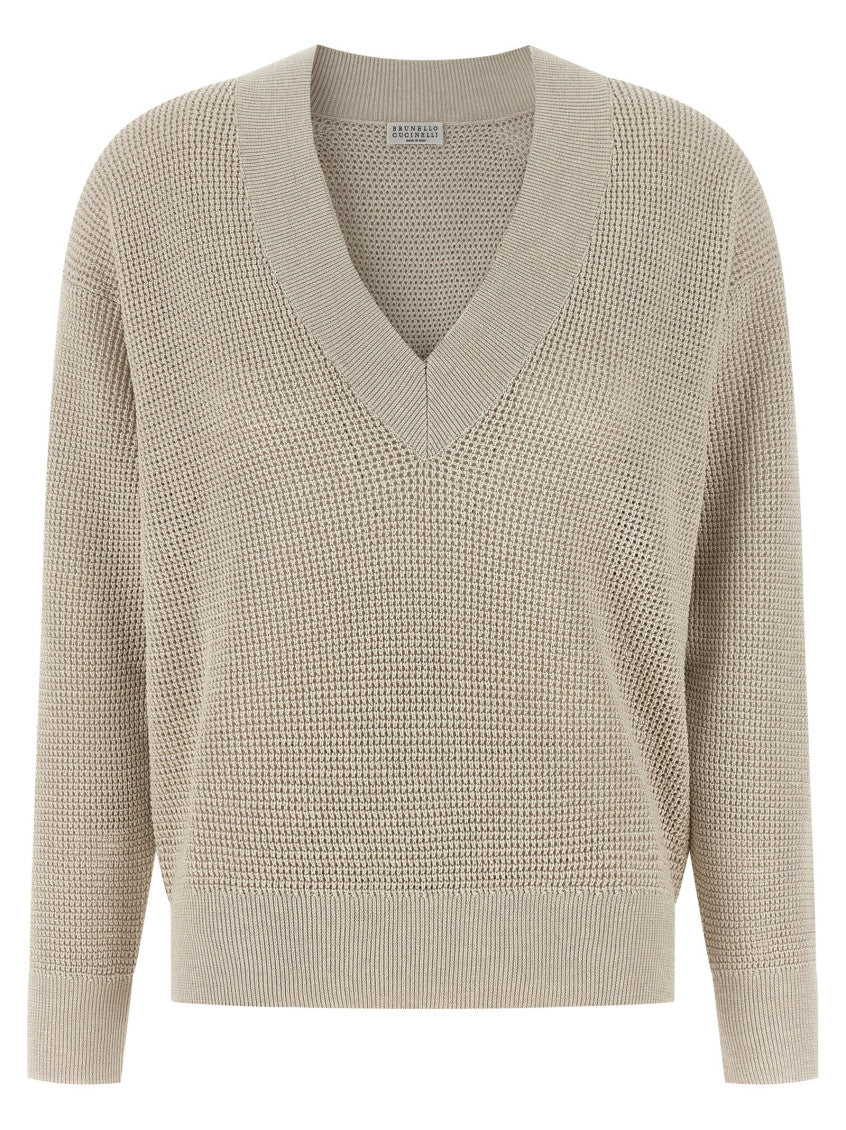 Beige Openwork sweater 1