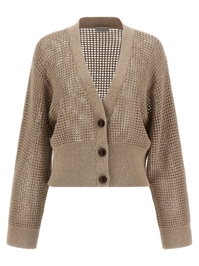 Beige Sequin Mesh Cadrigan 1