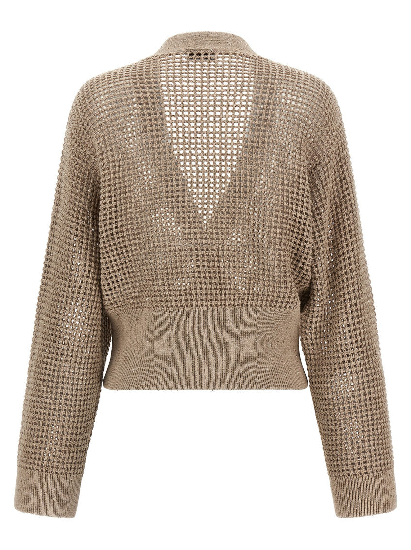 Beige Sequin Mesh Cadrigan 2