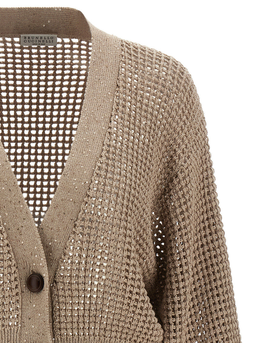 Beige Sequin Mesh Cadrigan 3