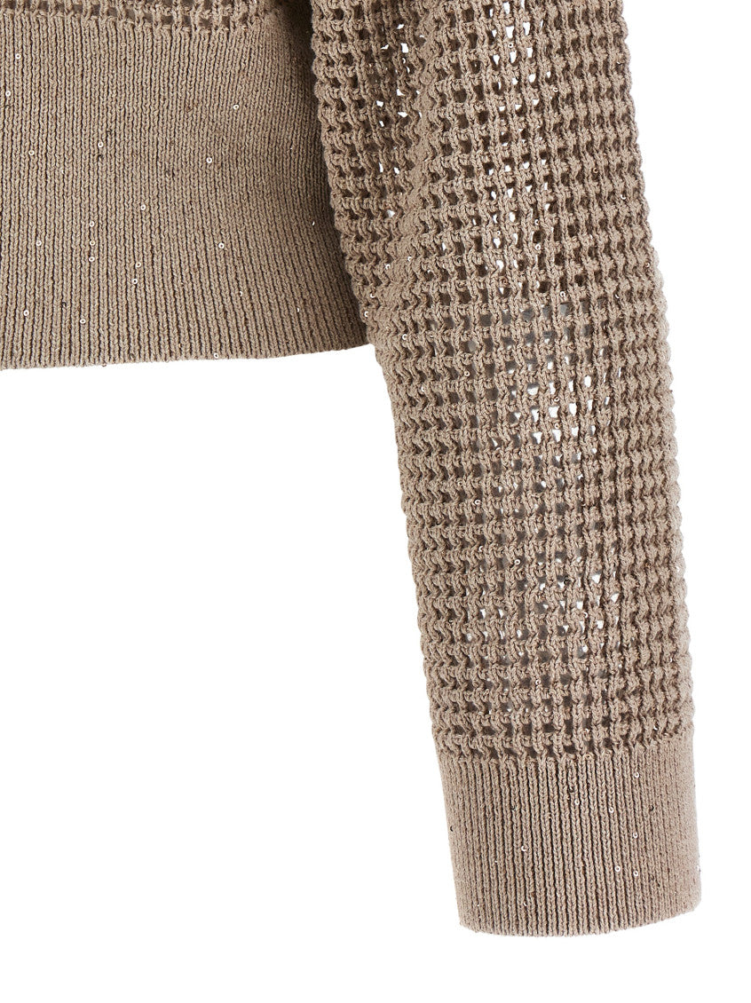 Beige Sequin Mesh Cadrigan 4