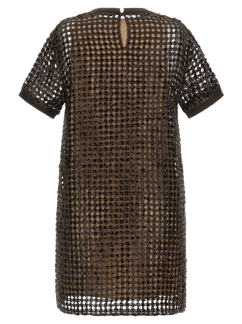 Brown Sequin mesh dress 2