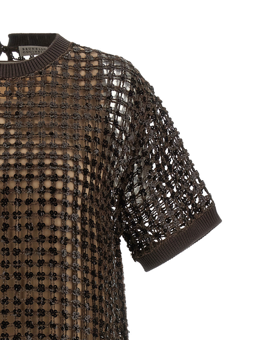 Brown Sequin mesh dress 3