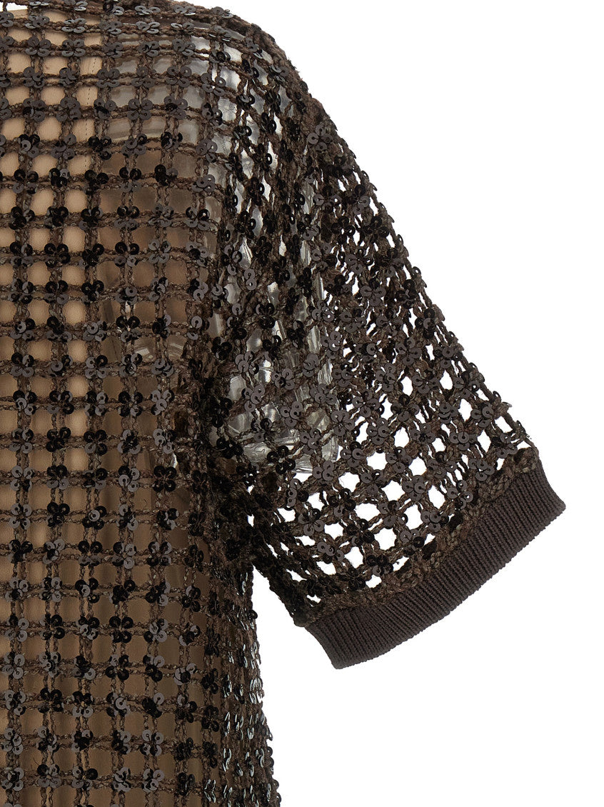 Brown Sequin mesh dress 4