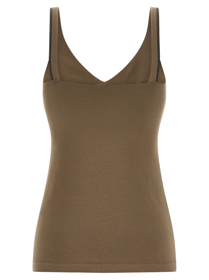 Beige 'Shiny Straps' top 2
