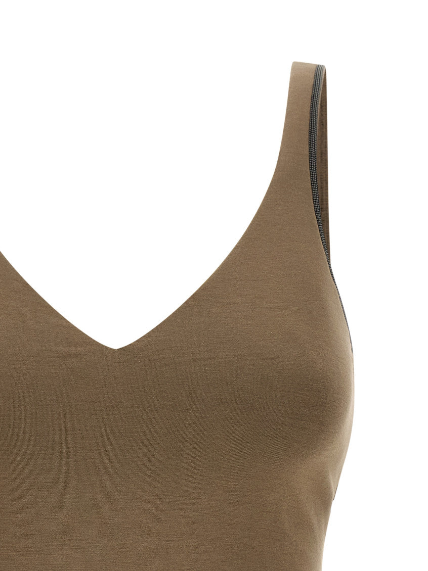 Beige 'Shiny Straps' top 3