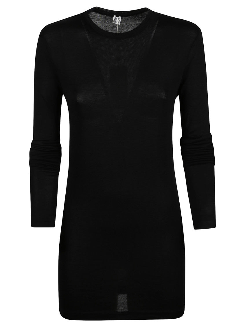 Black Crew Neck Long Sleeves Dress 1