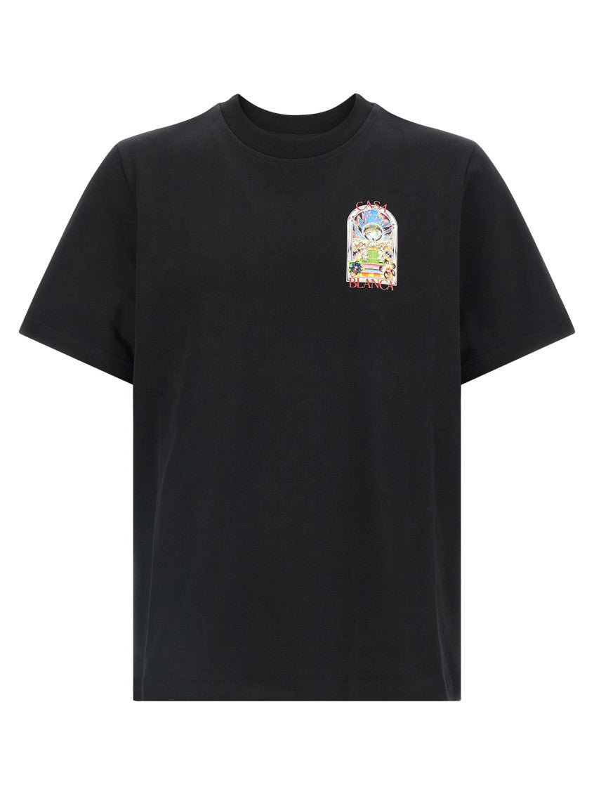 Black 'Tennis Landscape' T-shirt 1