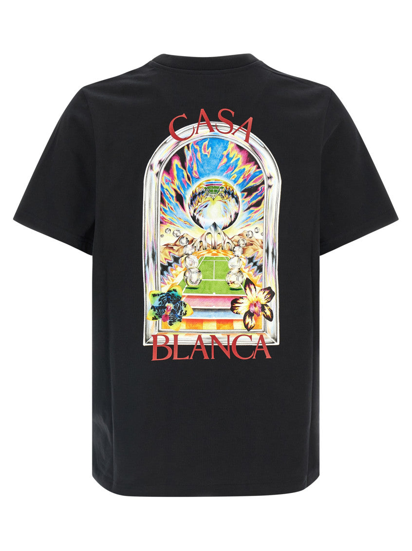 Black 'Tennis Landscape' T-shirt 2