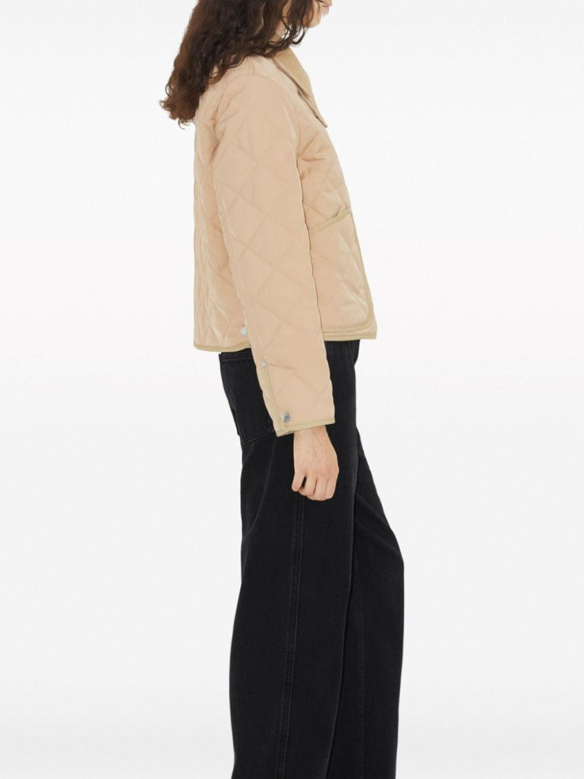 Beige Quilted Short Blazer 2