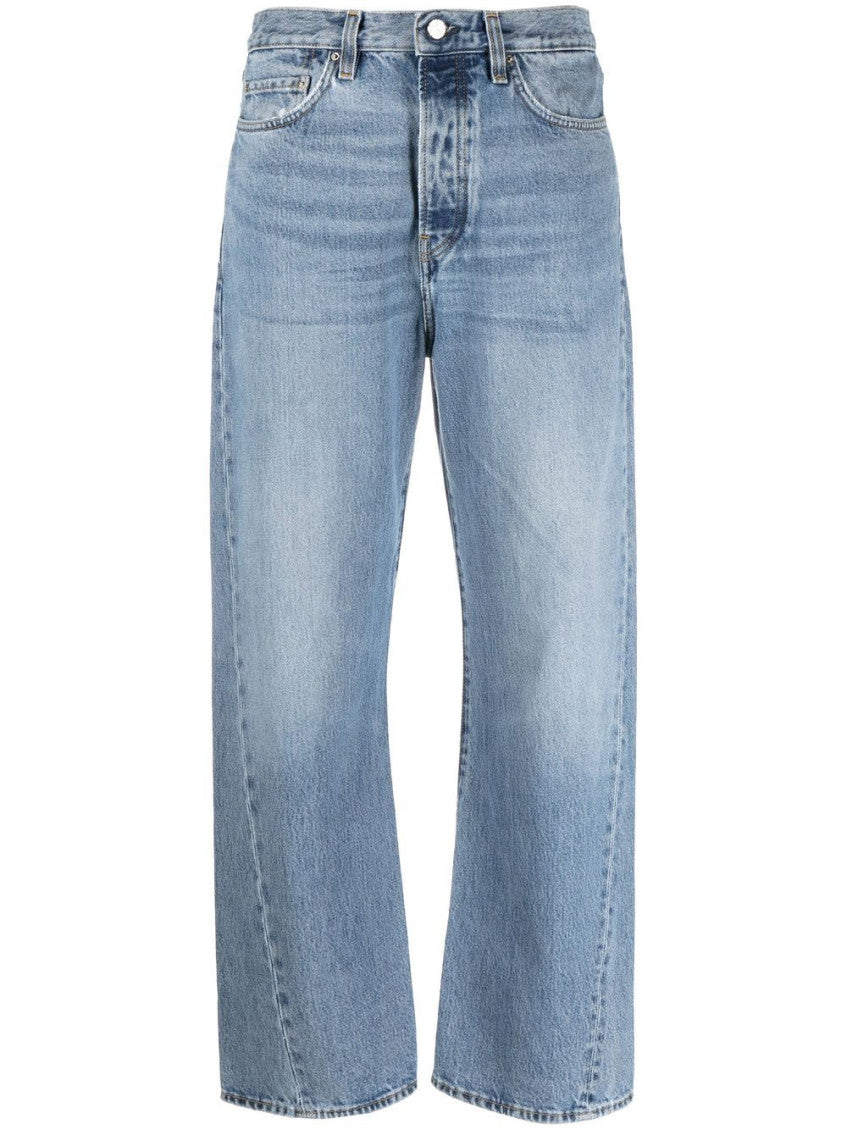 Blue Twisted seam denim cotton jeans 1
