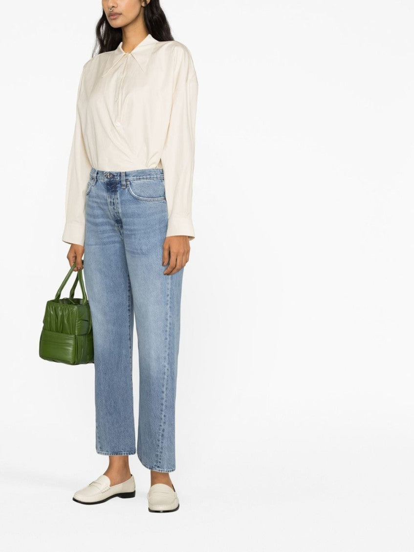 Blue Twisted seam denim cotton jeans 4