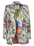 White Printed Single-breasted Blazer 1