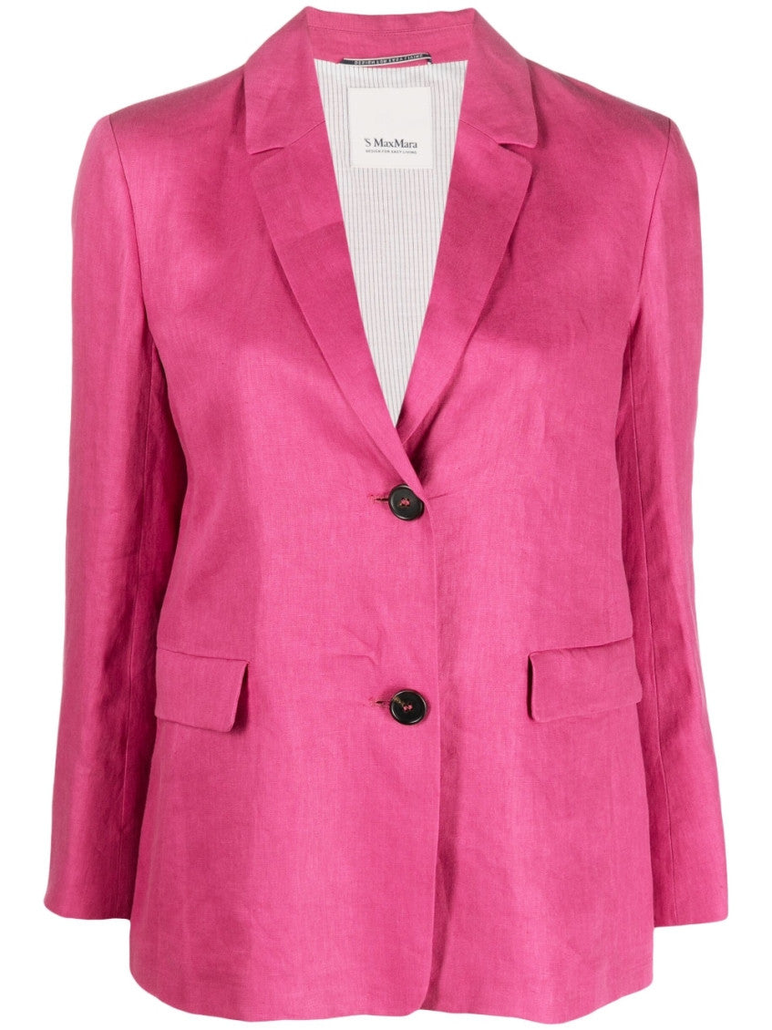Pink Single-breasted linen blazer 1