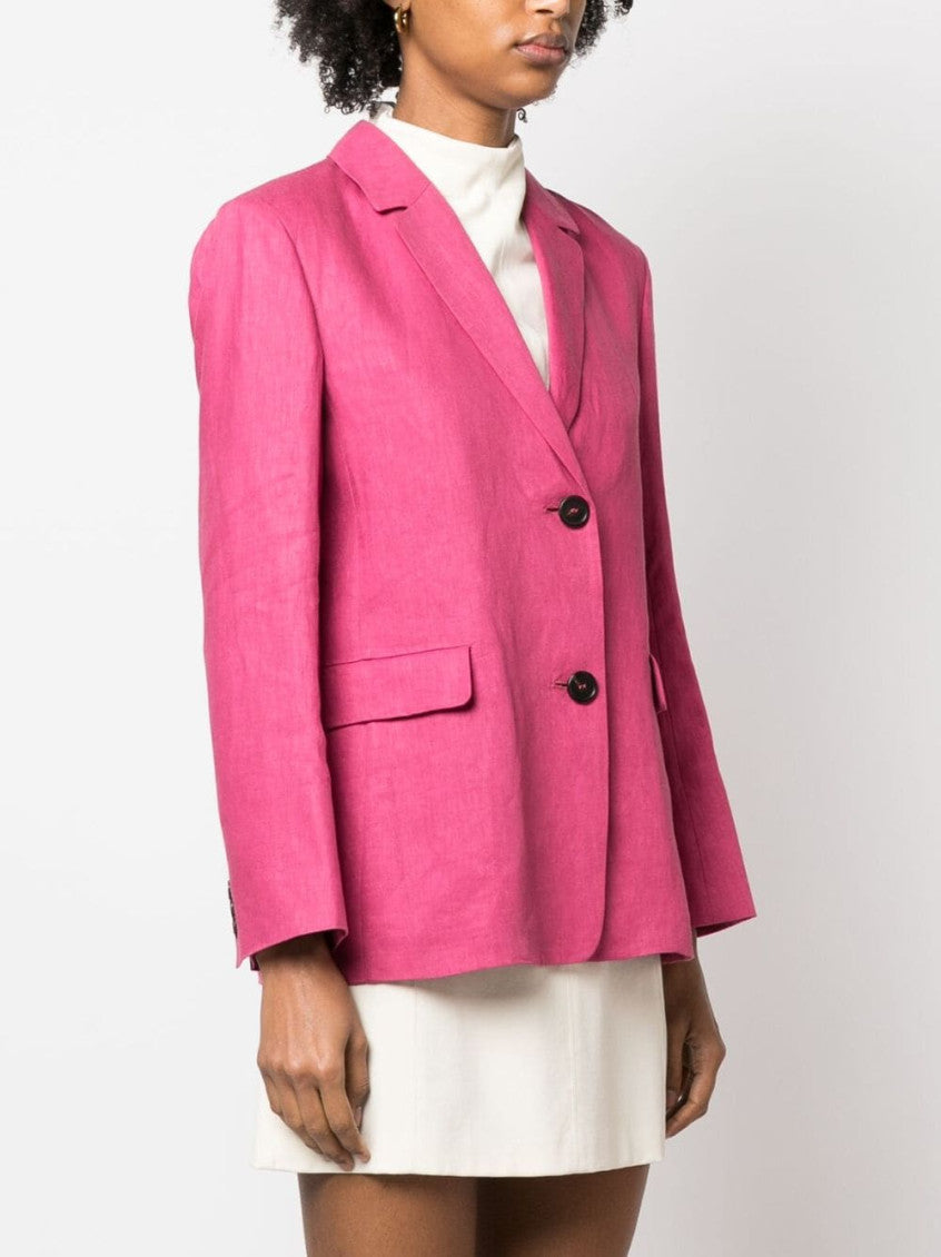 Pink Single-breasted linen blazer 2