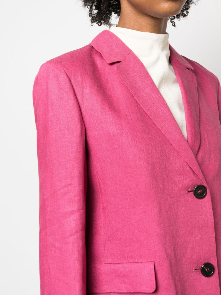 Pink Single-breasted linen blazer 4