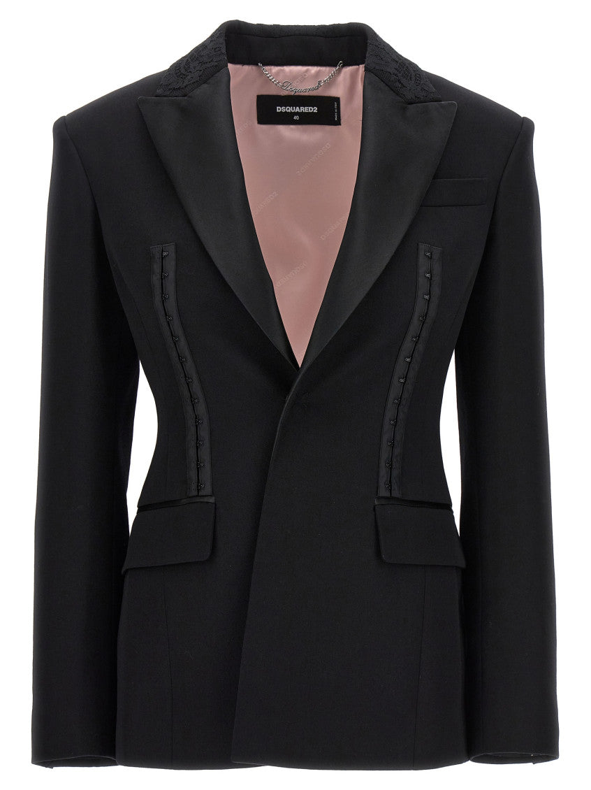 Black Single-breasted Wool Blazer 1