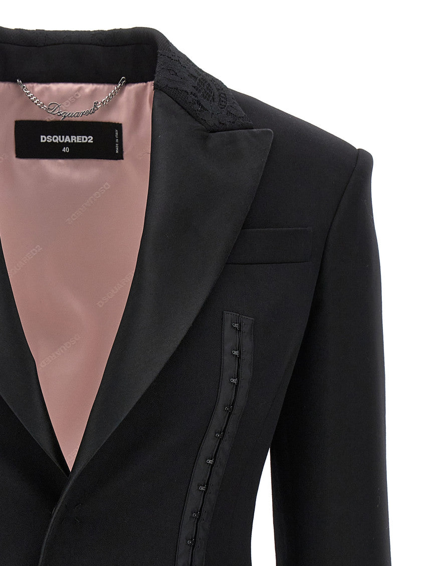 Black Single-breasted Wool Blazer 3
