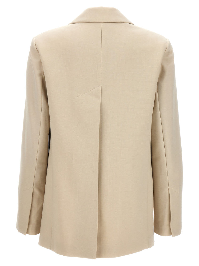 Beige Single-breasted Wool Blend Blazer 2