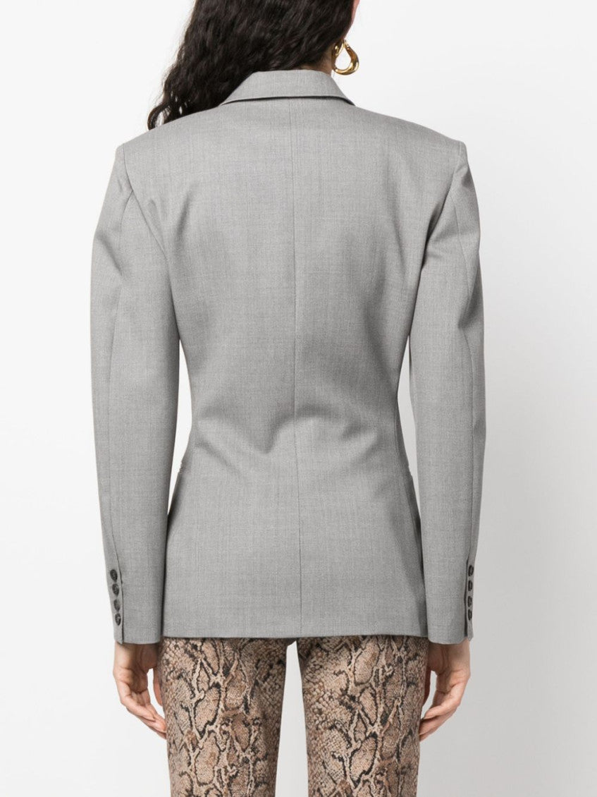 Light Grey Double-breasted Wool Blazer 2