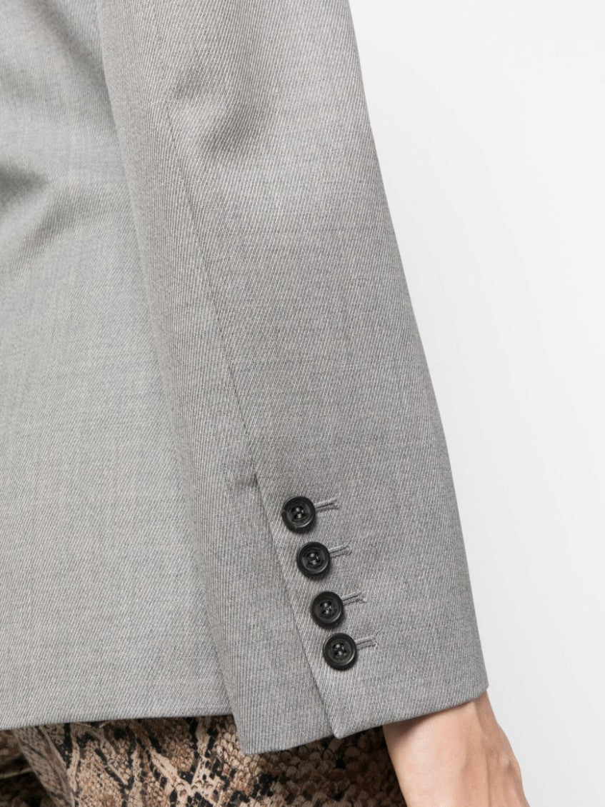 Light Grey Double-breasted Wool Blazer 3