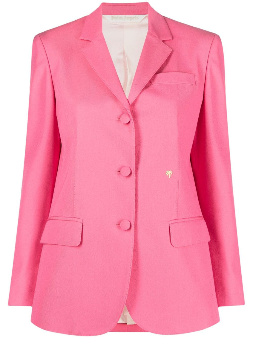 Light Pink Cotton Single-breasted Blazer 1