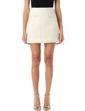 White Boucle Pearl-trim Mini Skirt 1