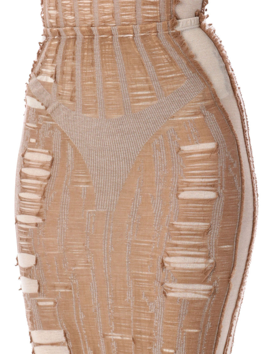 Beige Cotton blend long skirt 3