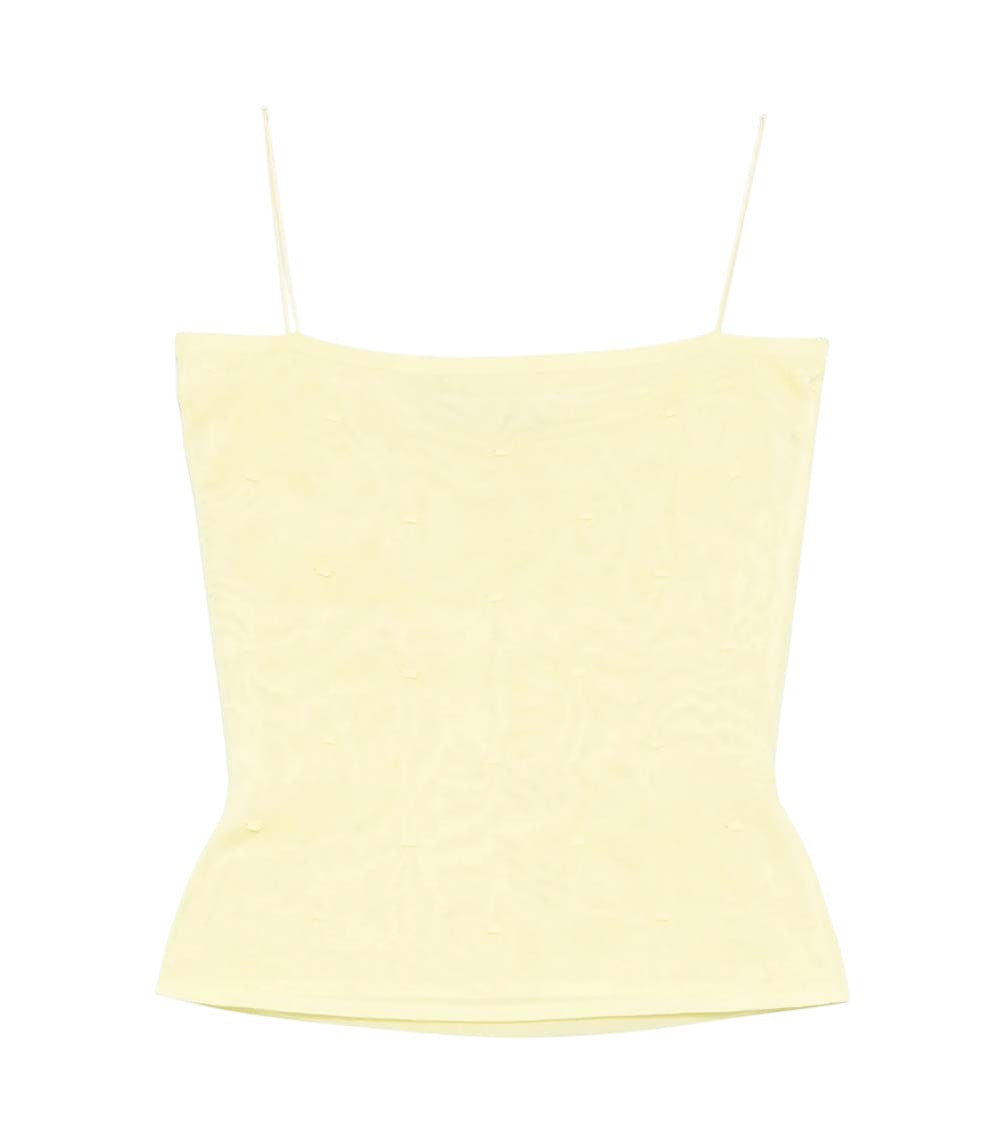 Yellow Square Neck Polka Dot Top 1